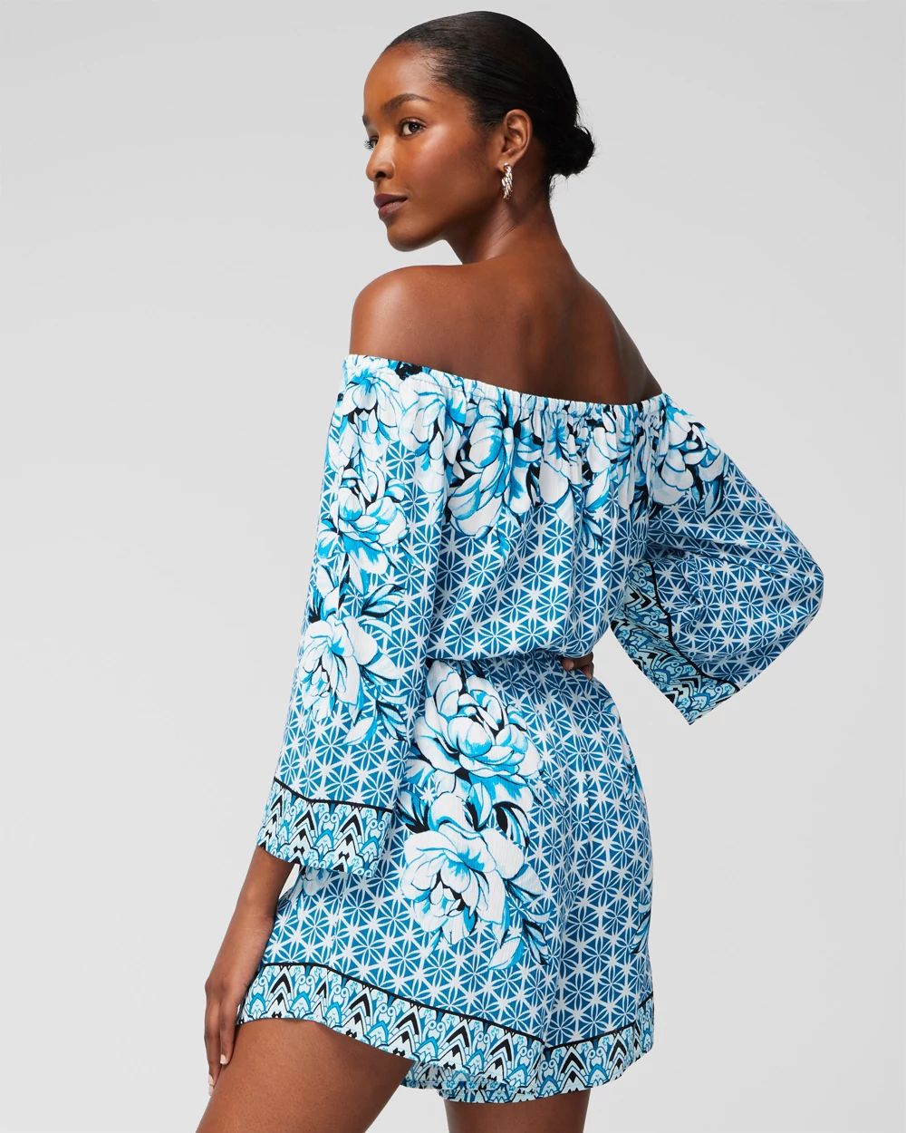 Blue and best sale white romper